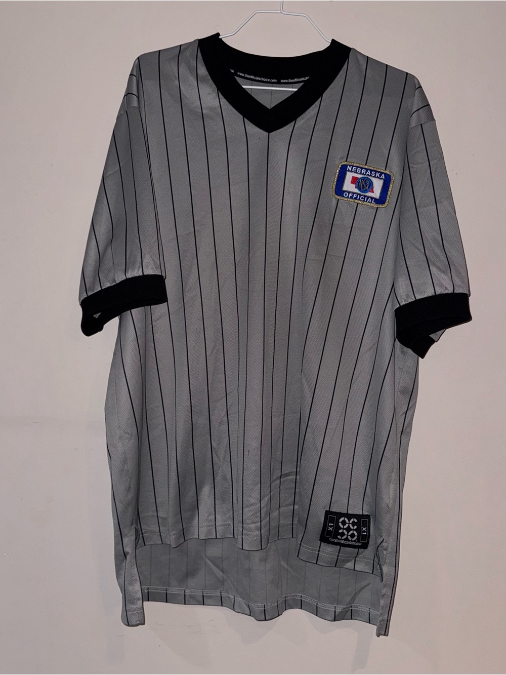 Gray Pinstripe Nebraska Official Basketball Ref Jersey